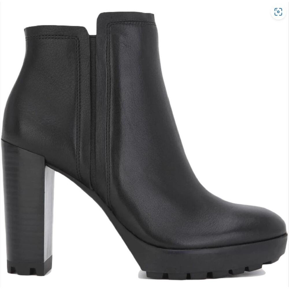 Kenneth Cole Women's Black Justin Lug Sole Chelsea Ankle Boots Size 8.5